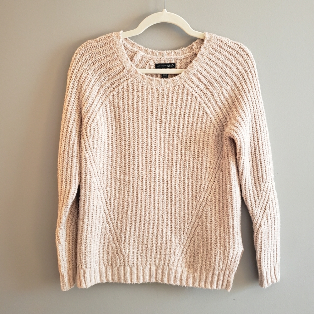 American Eagle Ahh-mazingly Soft Knit Sweater in Blush Pink